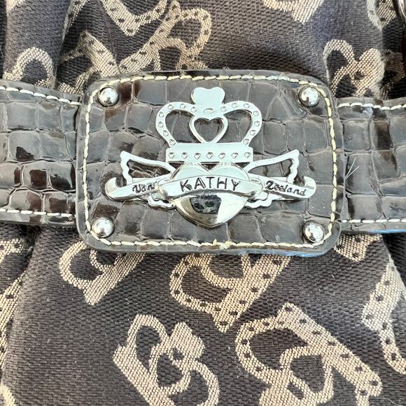 Kathy Van Zeeland Brown Crown Pattern Shoulder Bag - Picture 3 of 12